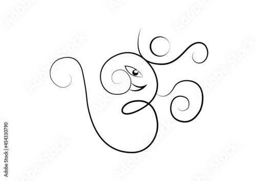 Ganesh in black aum style line art