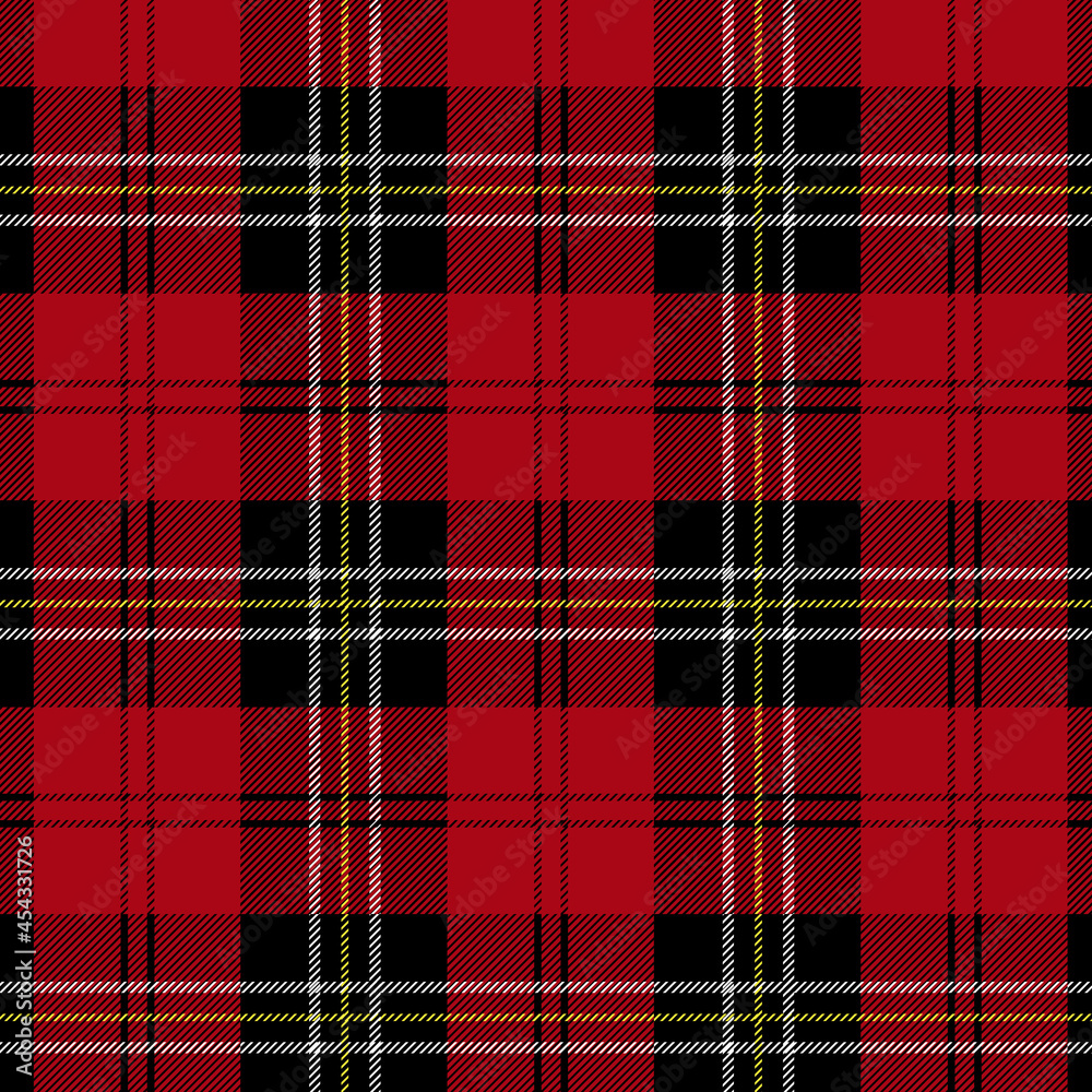 Obraz premium Abstract geometric tartan check seamless pattern. Buffalo check plaid gingham checker black, red. Endless texture with decorative paper, fabric