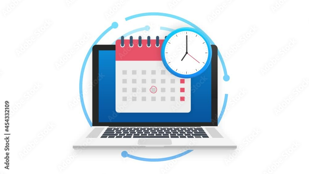 Calendar and clock icon. Wall calendar. Important, schedule appointment date. Motion graphics. Calendar and clock icon. Wall calendar. Important, schedule appointment date. Motion graphics.