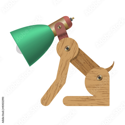 Dog style table lamp-transformer for kids room. Creative business idea. Isolated white background. Vector illustration.