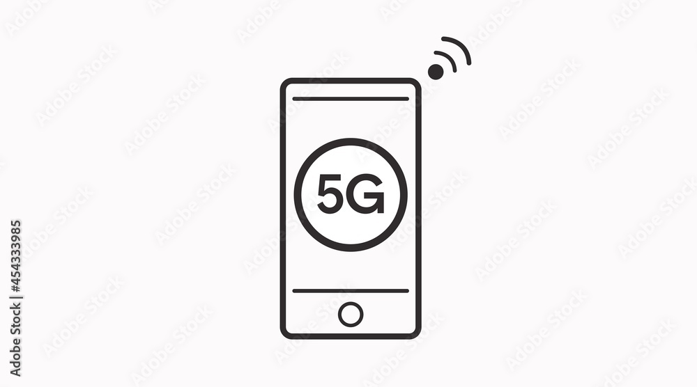 Smartphone 5G Icon. Vector isolated editable black and white illustration Smartphone 5G Icon. Vector isolated editable black and white illustration