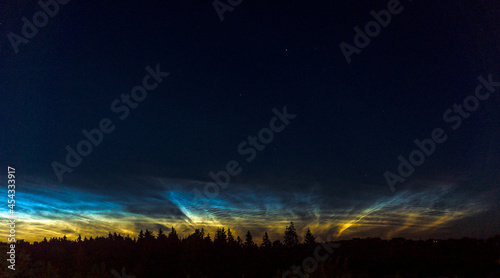 Silver clouds. Noctilucent clouds are highest clouds in the Earth s atmosphere visible in a deep twilight. 