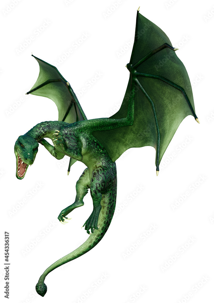 Naklejka premium 3D Rendering Fairy Tale Dragon on White