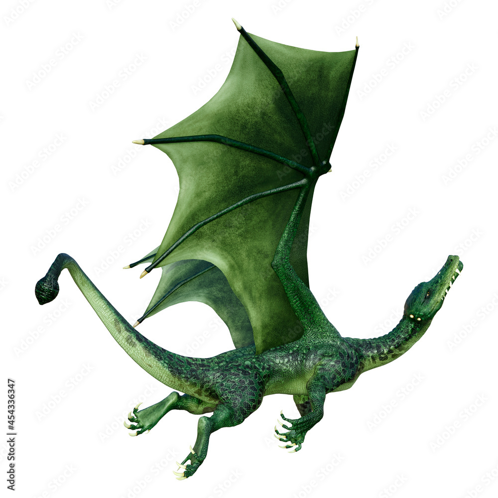Fototapeta premium 3D Rendering Fairy Tale Dragon on White