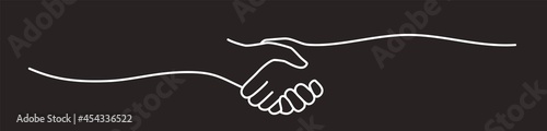 Fotografia Handshake, agreement, introduction banner hand drawn with single line