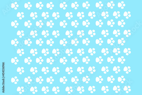 cat's paws on a blue background, seamless pattern for print design