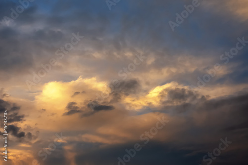 Fototapeta Naklejka Na Ścianę i Meble -  Beautiful clouds at sunset. Close-up. Natural background.