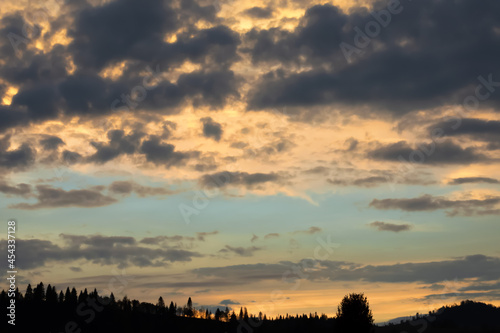 Beautiful clouds at sunset. Close-up. Natural background.