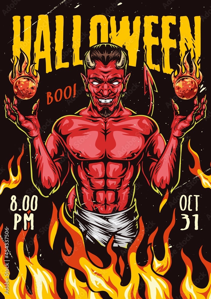 Halloween night colorful poster