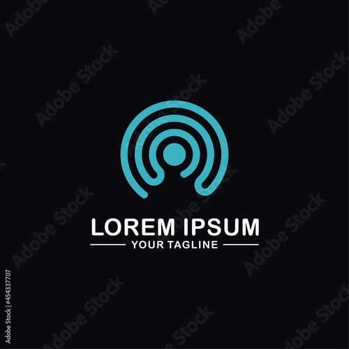 Technology internet signal wave icon vector logo
