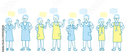 シニア医師と看護師と整体師の表情セット