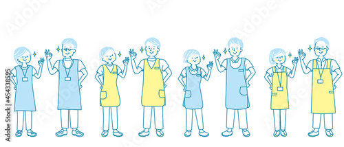 シニア医師と看護師と整体師の表情セット