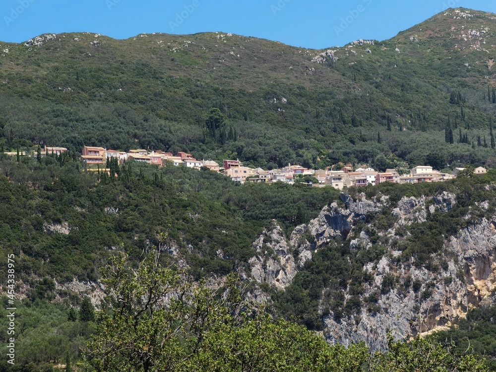 Fototapeta premium palaiokastritsa village in summer in corfu island greece