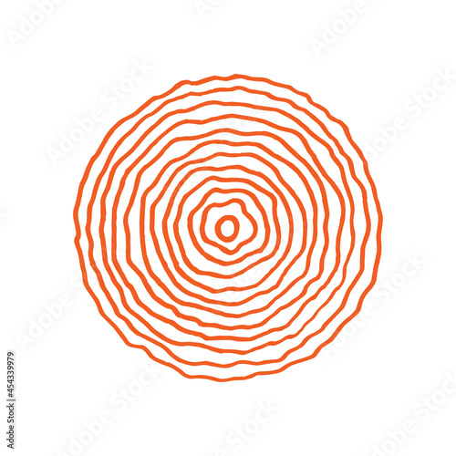 Abstract shape hand drawn vector illustration. Tree rings drawing. Tree trunk cross section.