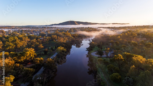 Fog rolling in over York  Western Australia on a winters morning
