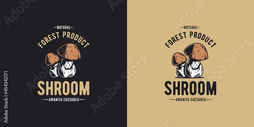 Mushroom caesar amanita for organic, natural vegetarian food. Autumn forest fungi, shroom mushroom picking for t-shirt print