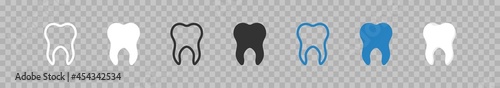 Tooth icons set on transparent background. Vector flat