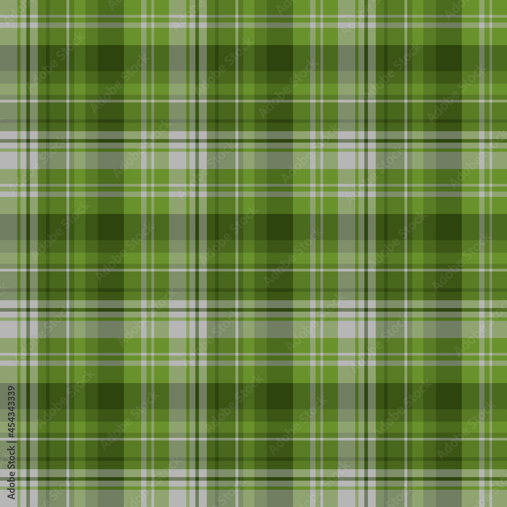 Seamless pattern in green and gray colors for plaid, fabric, textile, clothes, tablecloth and other things. Vector image.