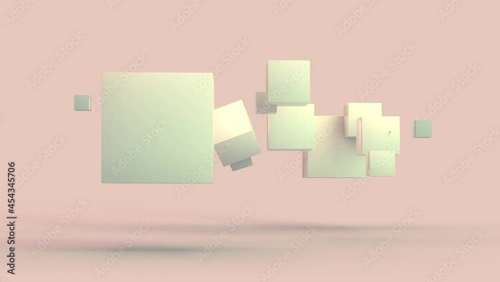 Loop abstract 3d animation of an array of cubes in space. Geometric abstraction, background of objects, movement of shapes. Loop abstract 3d animation of an array of cubes in space. Geometric abstraction, background of objects, movement of shapes.