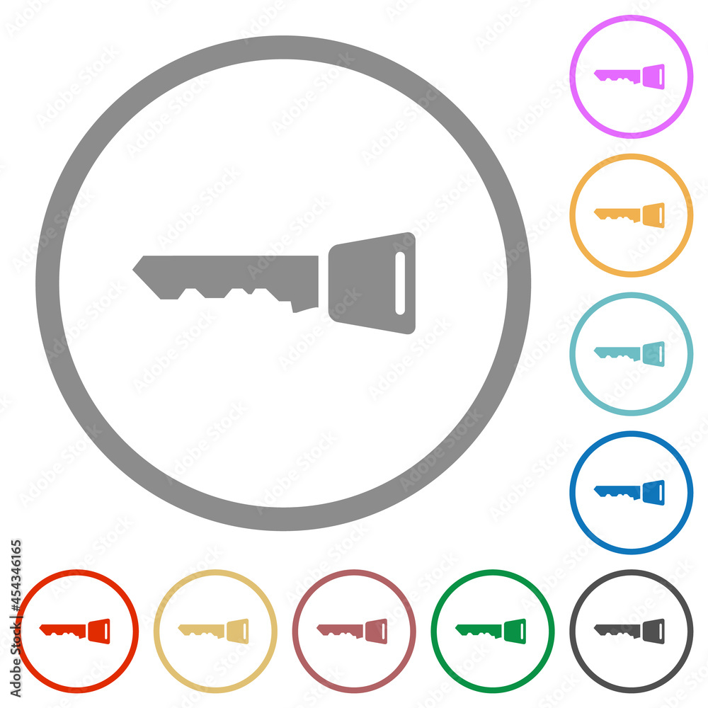 Car key flat icons with outlines Car key flat icons with outlines