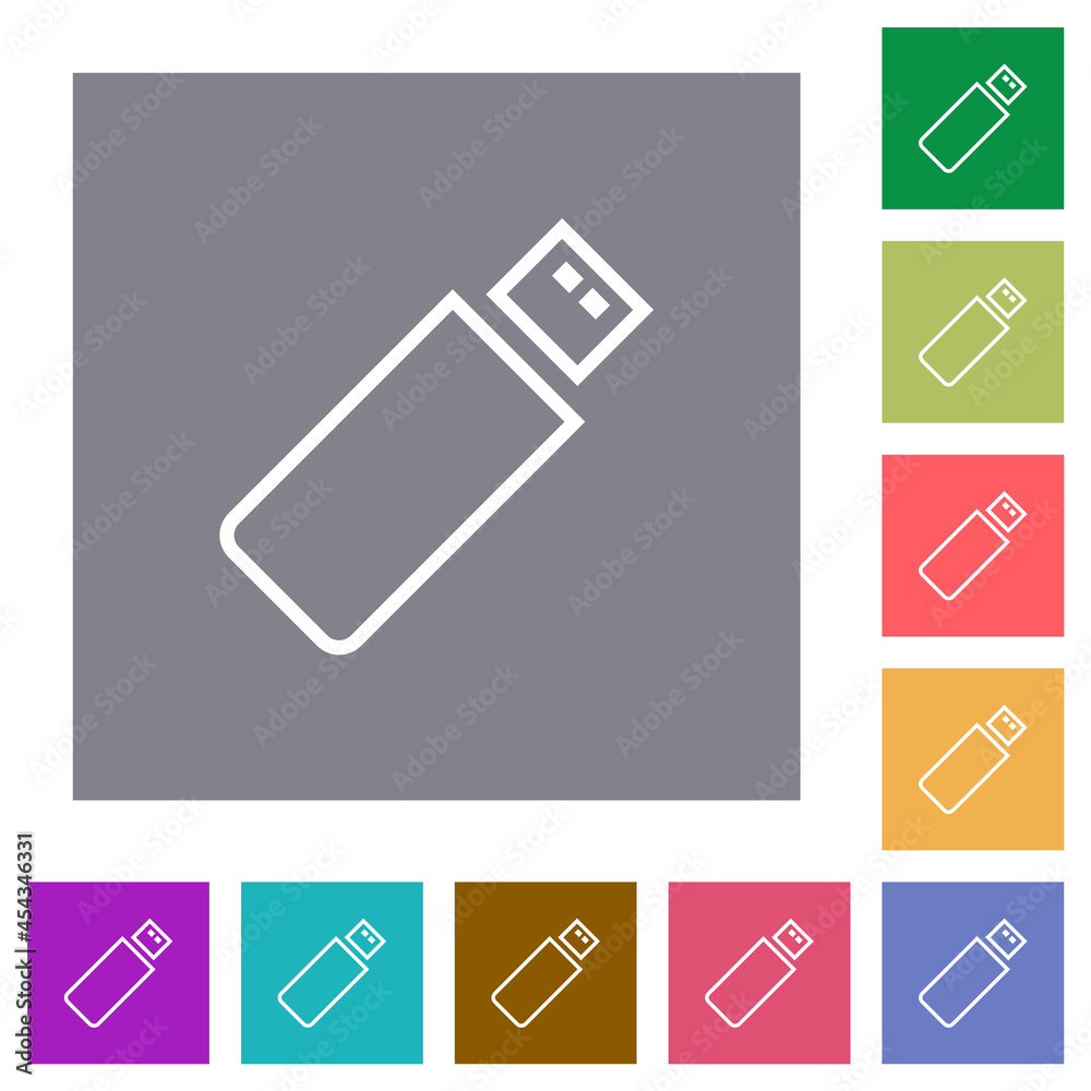 Pendrive outline square flat icons Pendrive outline square flat icons