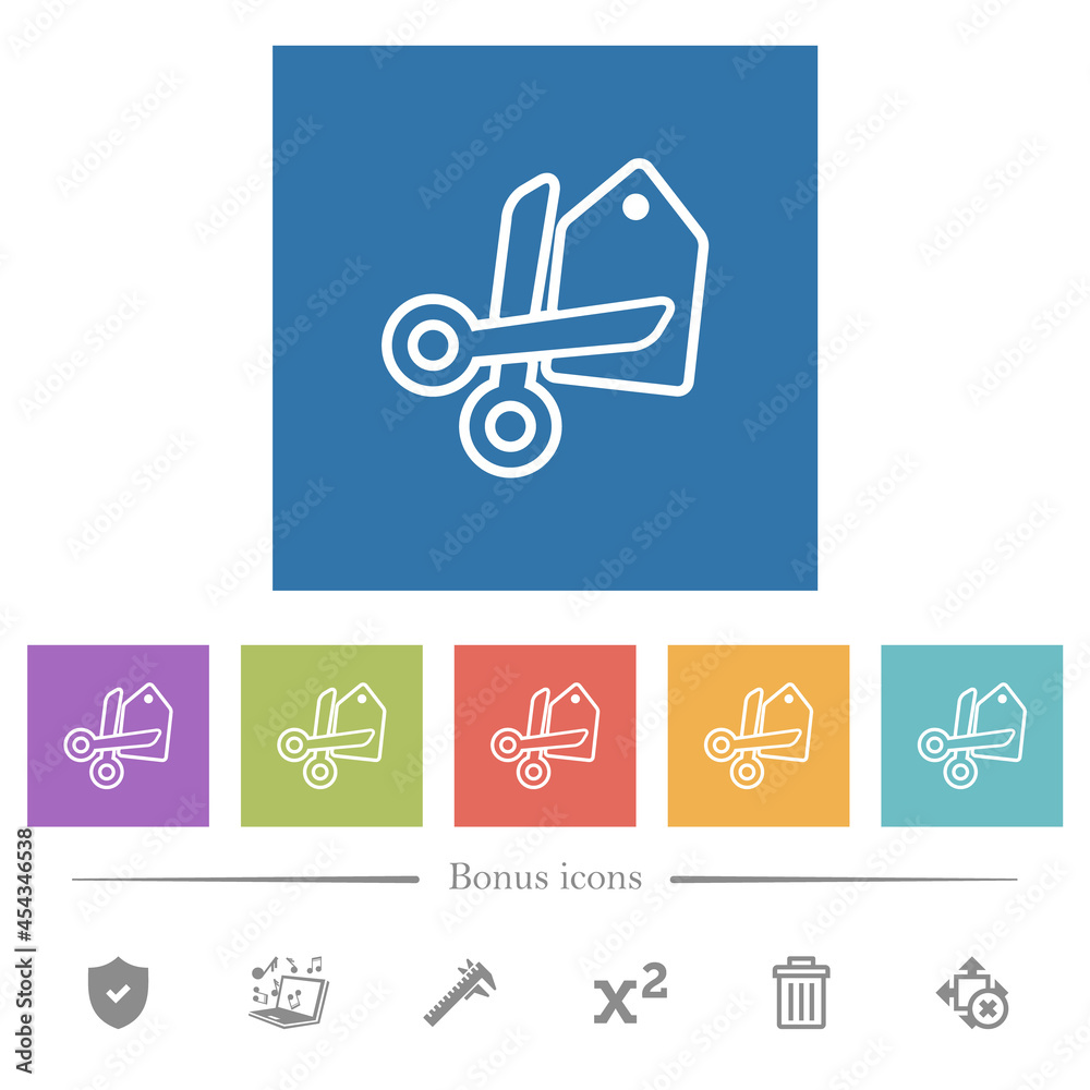 Price cut outline flat white icons in square backgrounds Price cut outline flat white icons in square backgrounds