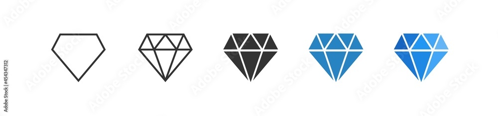 Diamond gem icons set in flat style. Vector design Diamond gem icons set in flat style. Vector design