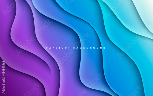 Purple and blue gradient background dynamic wavy light and shadow