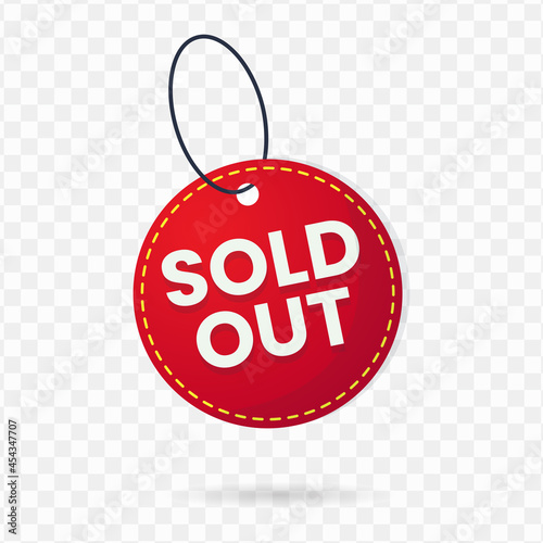 Sold Tag design, red color, Vector Illustration with transparent background.