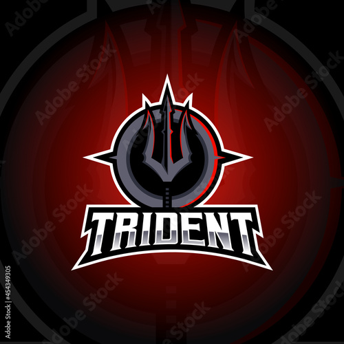 Trident e-Sport Mascot Logo Design Illustration Vector