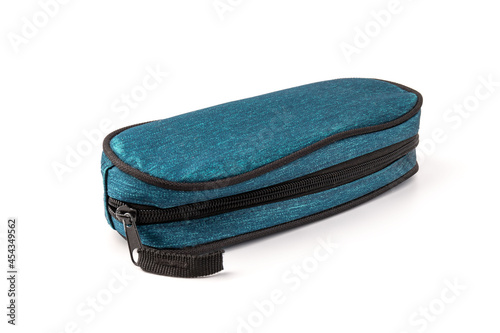 A pencil case or pencil box is a container used to store pencils isolated on white background