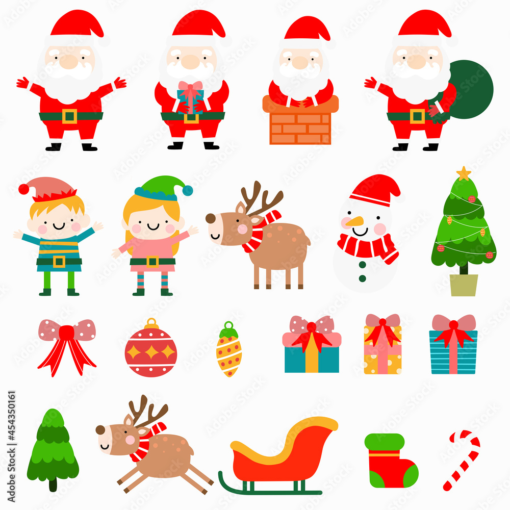 Santa & Elf  Flat Clipart, Merry Christmas Collections