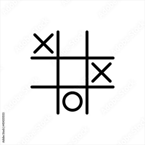 Pixel perfect black thin line icon of a tic tac toe. Editable stroke vector 64x64 pixel. Scale 5000% preview. Noughts and crosses sign. Xs Os game symbol. Outline XOXO linear pictogram. Tick tack toe