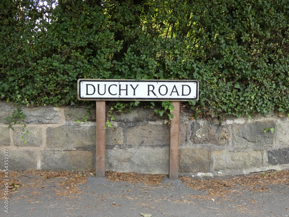 Fototapeta premium Duchy road sign, Harrogate, North Yorkshire, UK