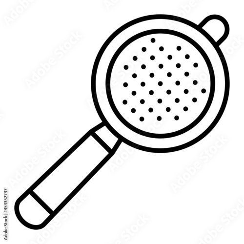 Strainer Vector Outline Icon Isolated On White Background