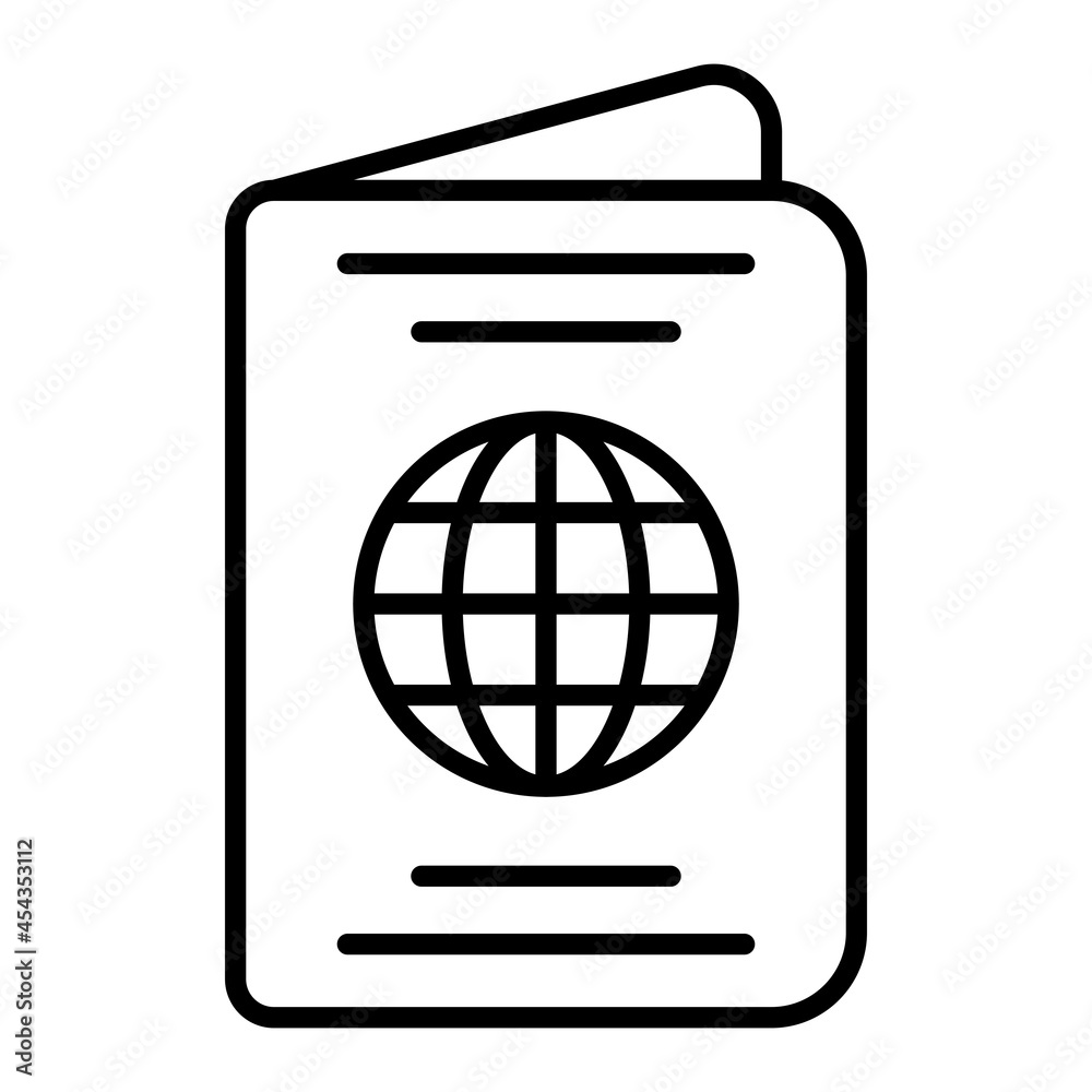 Passport Vector Outline Icon Isolated On White Background Passport Vector Outline Icon Isolated On White Background