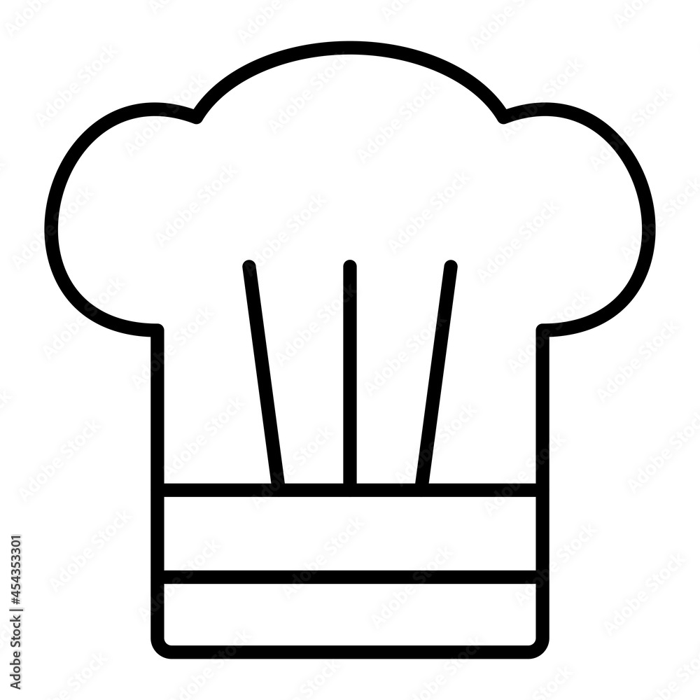 Chef hat Vector Outline Icon Isolated On White Background Chef hat Vector Outline Icon Isolated On White Background