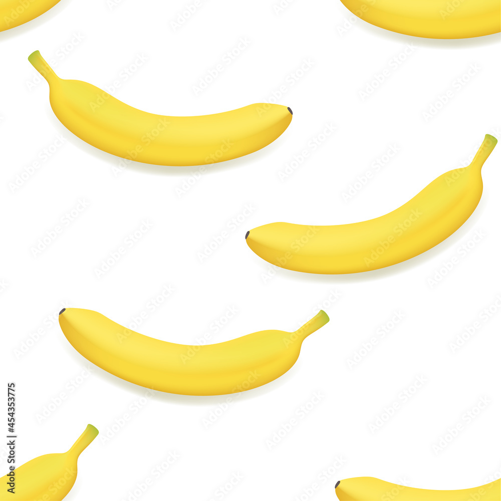 Vector fruit seamless pattern of fresh bananas