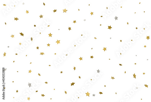 Gold star background. 3d golden stars confetti. Vector