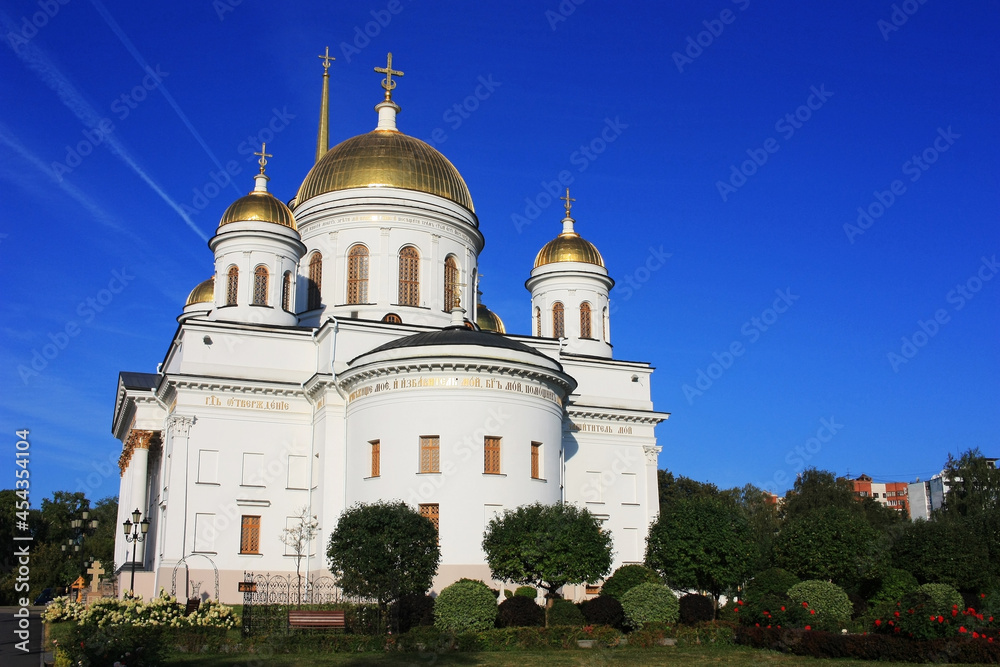 Christian orthodox church on a background of blue sky Christian orthodox church on a background of blue sky