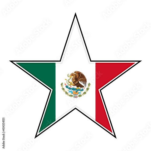star icon with mexico flag isolated on white background. vector illustration
