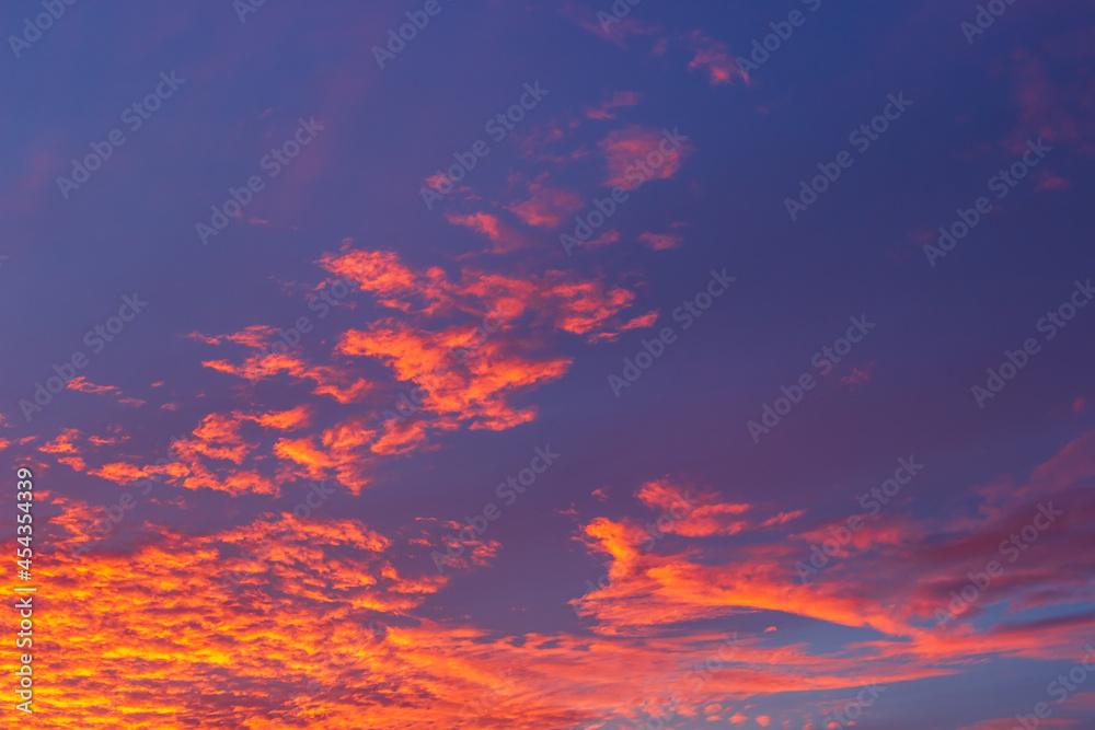 red sky and clouds in the evening on twilight 