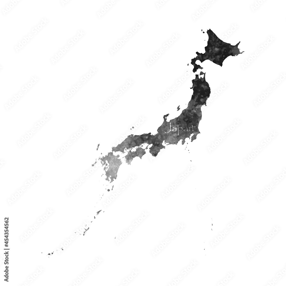 Old abstract grunge map of Japan with ancient map and letters on white background. Vector EPS 10.