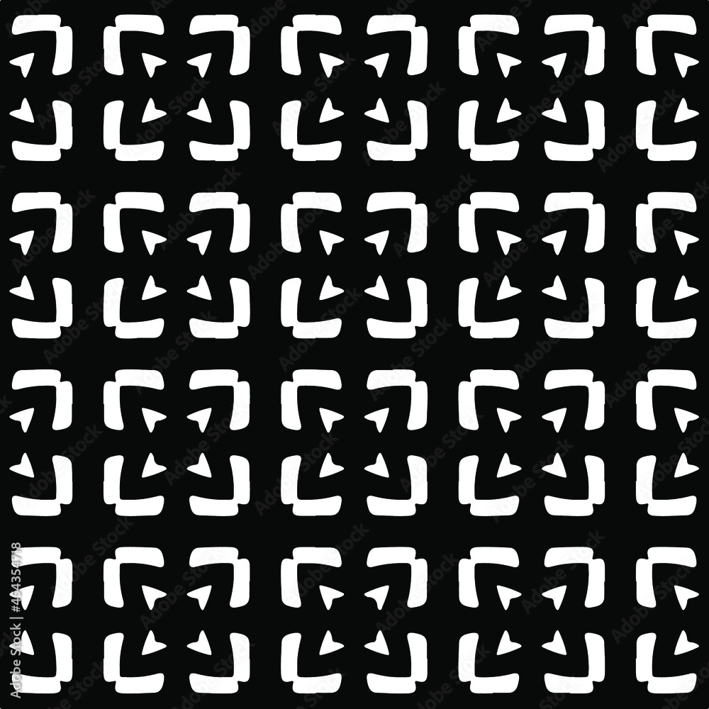 Flower geometric pattern. Seamless vector background. White and black ornament. Ornament for fabric, wallpaper, packaging. Decorative print Flower geometric pattern. Seamless vector background. White and black ornament. Ornament for fabric, wallpaper, packaging. Decorative print