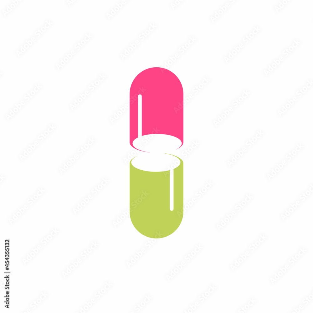 Capsule pills and health care medical pharmacy logo. Capsule pills and health care medical pharmacy logo.