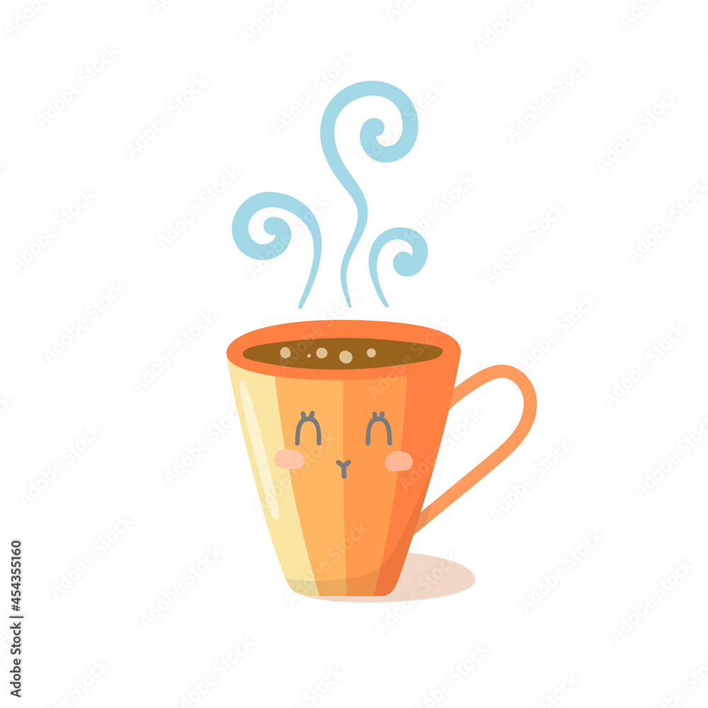 Vector kawaii cute characters cup with smoke. Vector kawaii cute characters cup with smoke.