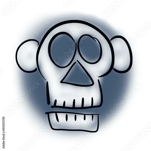 Skull with ears on dark background