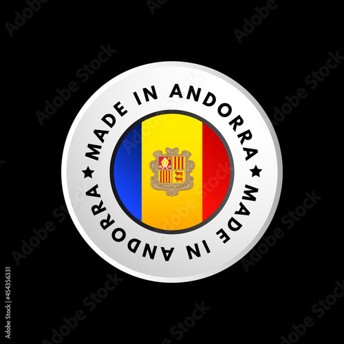 Made in Andorra text emblem badge, concept background