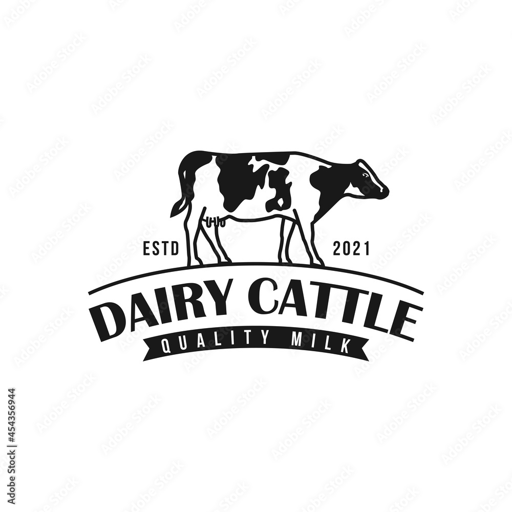 Dairy cattle logo design vector illustration