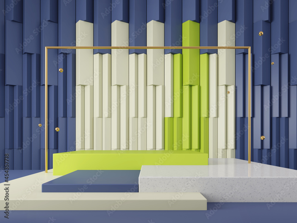 Obraz premium 3D scene showcase geometric abtract graphic backdrop color tone concept 3d rendering